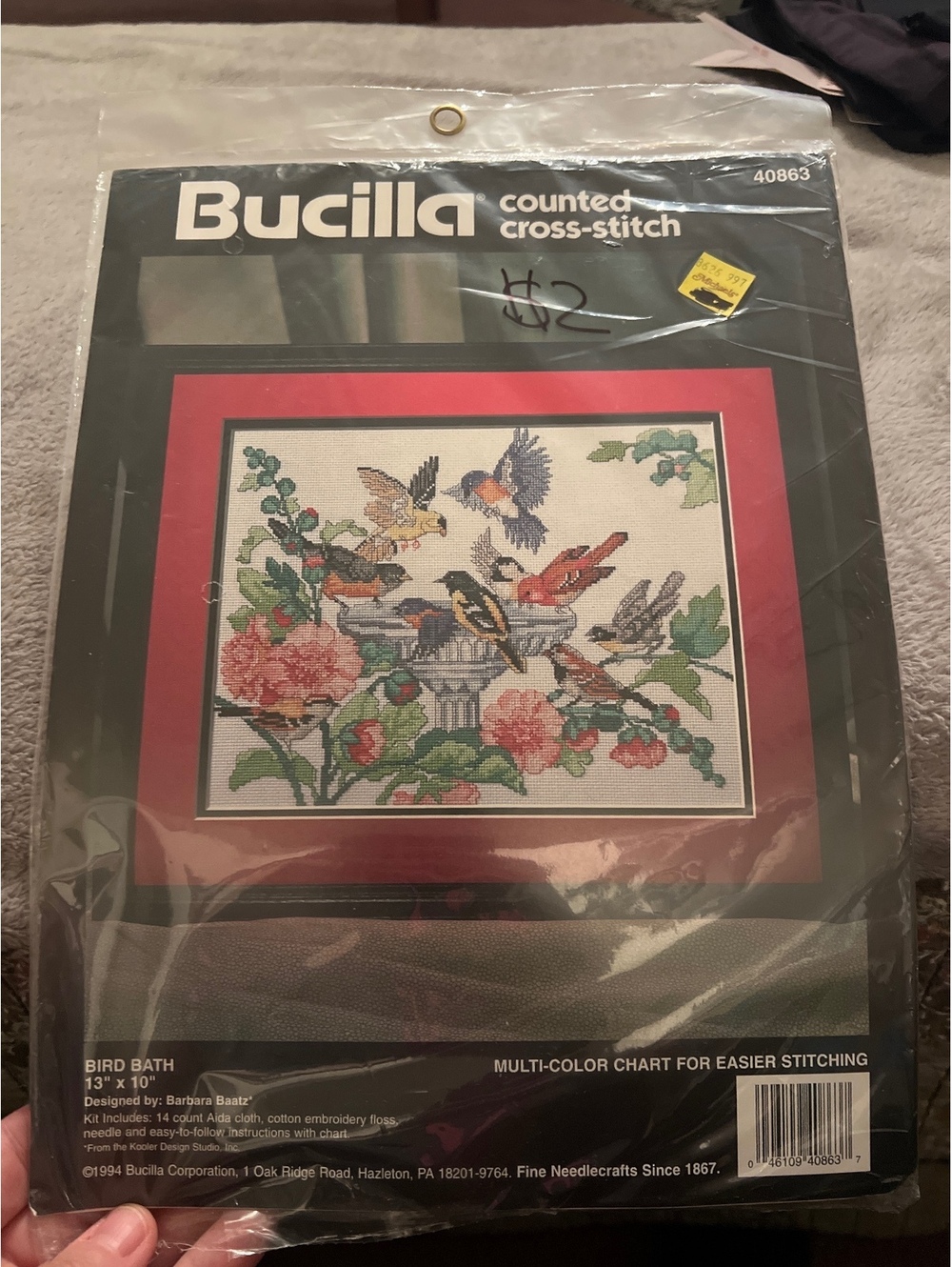 Bucilla Counted Cross-Stitch Kit Bird Bath 13" x 10" by Barbara Baatz